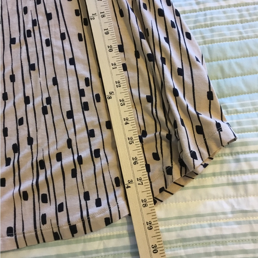 JM Collection Black & Cream 0X Patterned Top short sleeve scoop neck, dressy - Picture 6 of 8